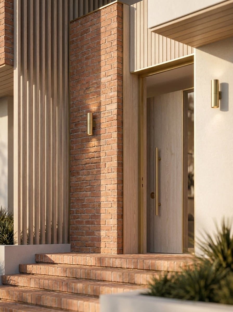 Facade with brick material